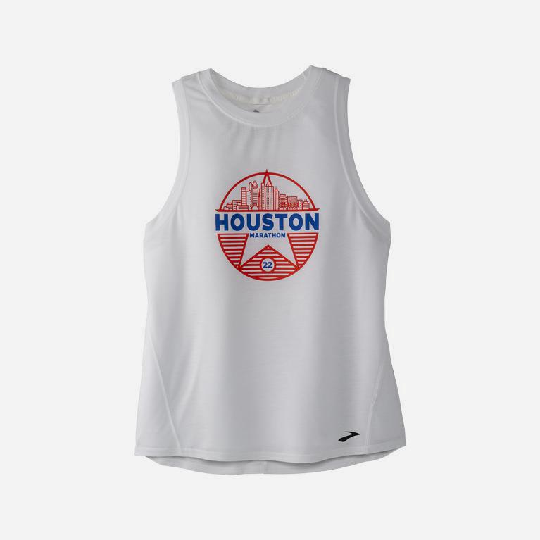 Brooks Houston22 Distance Graphic Womens Running Tank Top Ireland White/26.2 Star (SFEA-14803)